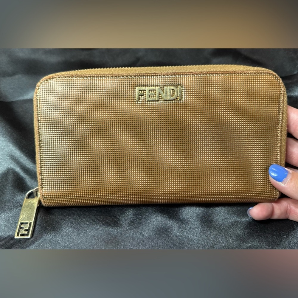 Fendi metallic gold wallet